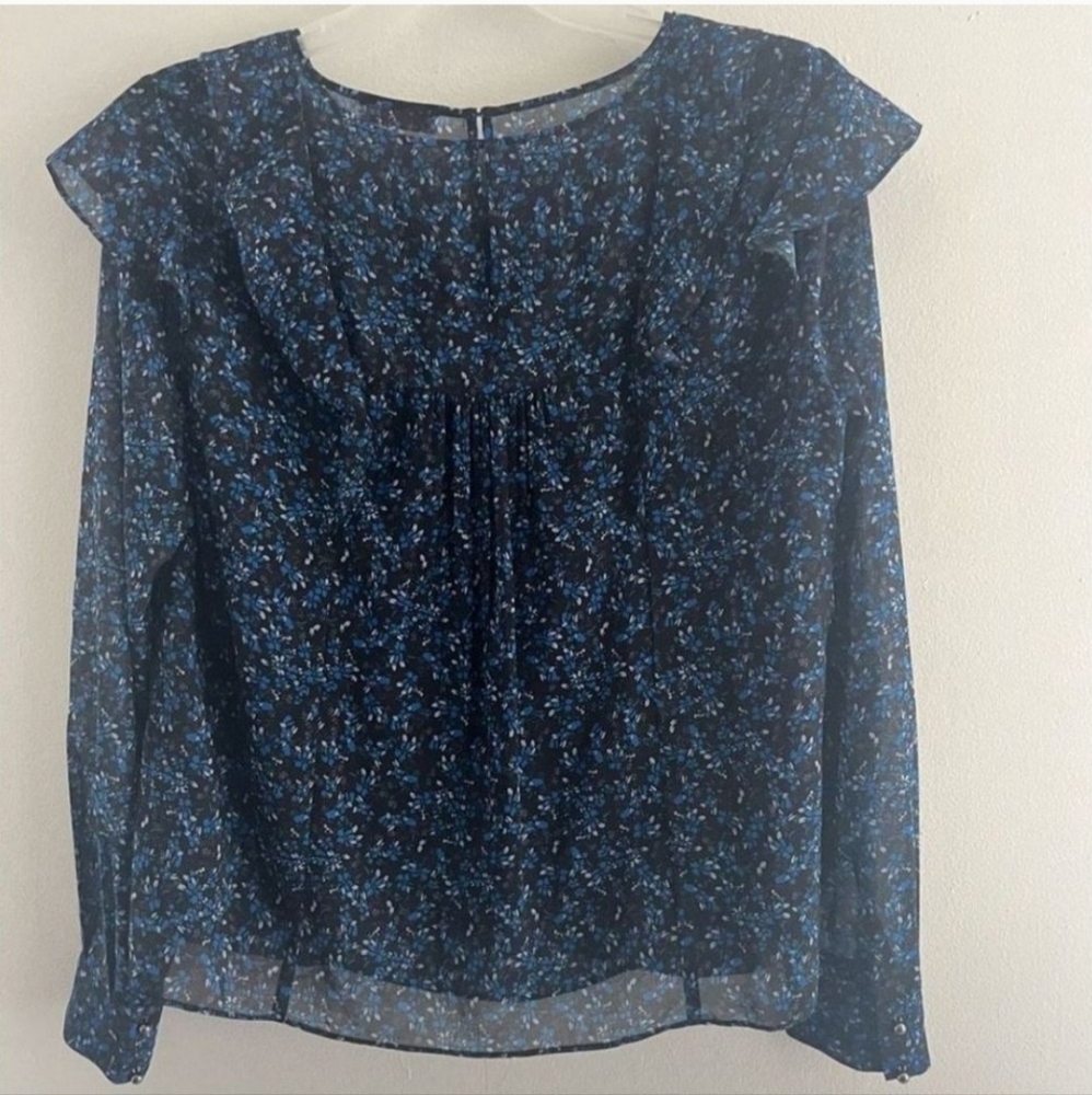 Parker Women Blouse Size Medium Long Slevee Ruffle Neck Top